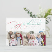 Maak kennis met het wereldscript | Rood/Licht Blau Feestdagenkaart (Staand voorkant)