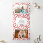 Maak kennis met kerstvakantie rode foto drieluik wenskaart (Binnen)