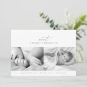 Maak kennis met onze baby fotocollage geboorte aankondiging (Staand voorkant)