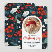 Maak kennis met onze kleine kerstvreugde foto Baby Aankondiging (Voorkant / Achterkant)