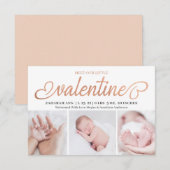 Maak kennis met onze kleine Valentijn 3 Foto Birth Aankondiging (Voorkant / Achterkant)