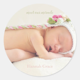 Maak kennis met onze wonderbaby | Aankondiging geb Ronde Sticker