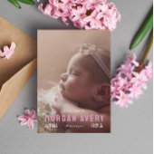 Maak kennis met roze Typografie Nieuwe babyfoto Aankondiging