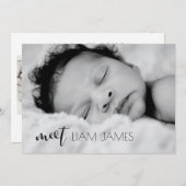 Maak kennis met Script Custom Photo Collage Baby B Aankondiging (Voorkant / Achterkant)