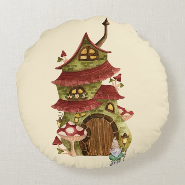 Maak kennis met Thistle Toadstool! Rond Kussen (Achterkant)