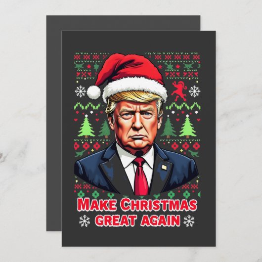 Maak Kerst Groot Weer Lelijke Kersttrui Trump Bedankkaart (Voorkant / Achterkant)