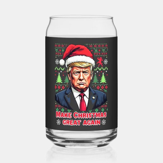 Maak Kerst Groot Weer Lelijke Kersttrui Trump Blikvorm Glas (Voorkant)