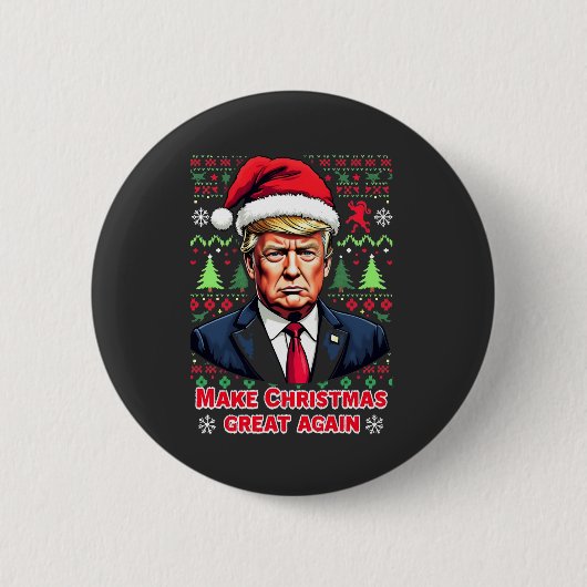 Maak Kerst Groot Weer Lelijke Kersttrui Trump Ronde Button 5,7 Cm (Voorkant)