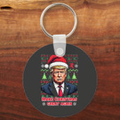 Maak Kerst Groot Weer Lelijke Kersttrui Trump Sleutelhanger (Voorkant)