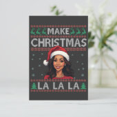 Maak Kerst La La La Ugly Xmas Sweater Kamala Bedankkaart (Staand voorkant)