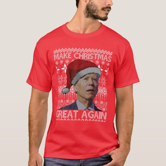 Maak kerst weer geweldig, anti Biden Ugly Christm T-shirt (Voorkant)