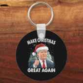 Maak kerst weer geweldig Grappig Donald Trump Kers Sleutelhanger (Voorkant)