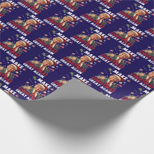 Maak kerst weer geweldig Grappig Kerstman Trump Ke Cadeaupapier (Hoek)