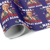Maak kerst weer geweldig Grappig Kerstman Trump Ke Cadeaupapier (Rol Hoek)