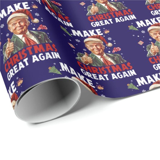 Maak kerst weer geweldig Grappig Kerstman Trump Ke Cadeaupapier (Rol Hoek)