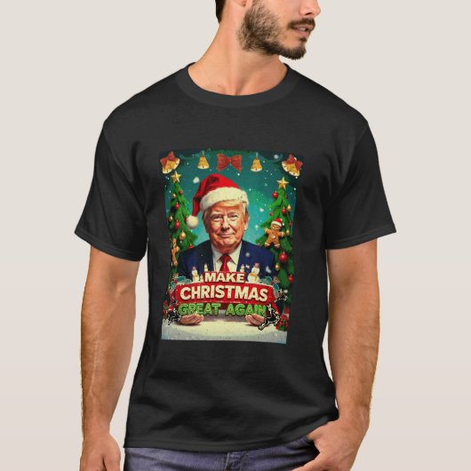 Maak kerst weer geweldig Grappig Kerstman Trump Ke T-shirt (Voorkant)