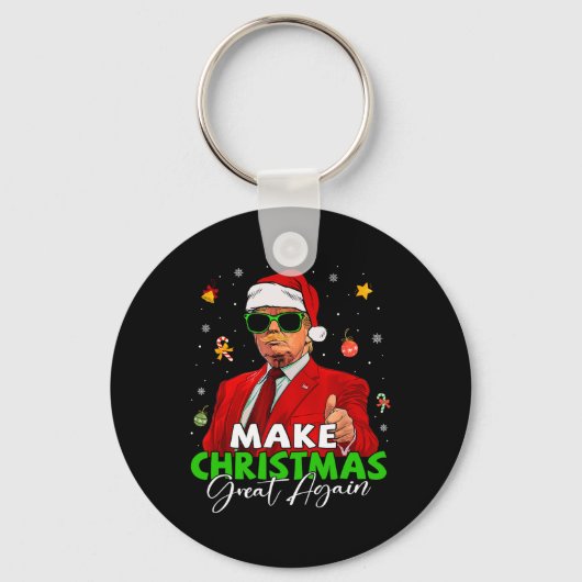 Maak kerst weer geweldig grappig Santa Trump Chris Sleutelhanger (Voorkant)