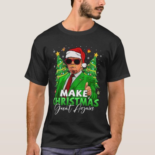 Maak kerst weer geweldig grappig Santa Trump Chris T-shirt (Voorkant)