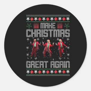 Maak kerst weer geweldig grappig Santa Trump-dans Ronde Sticker