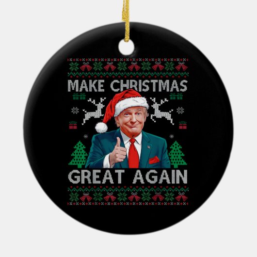 Maak kerst weer geweldig Grappig Trump Kerstmis Keramisch Ornament (Achterkant)