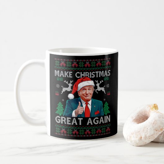Maak kerst weer geweldig Grappig Trump Kerstmis Koffiemok (Met donut)