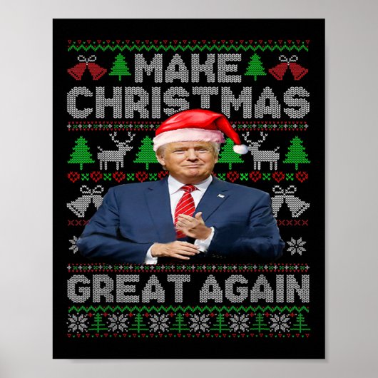 Maak kerst weer geweldig Grappig Trump Santa Hat X Poster (Voorkant)