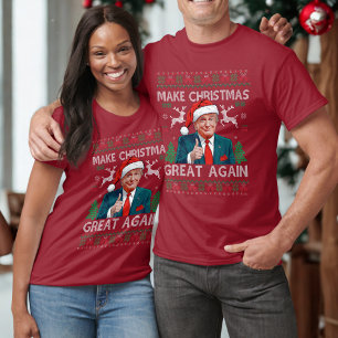 Maak kerst weer geweldig Grappig Trump Xmas Red T-shirt