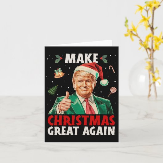 Maak kerst weer geweldig grappig Trump Xmas Snow P Kaart (Gele Bloem)