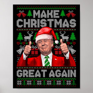 Maak kerst weer geweldig grappig Trump Xmas Snow P Poster