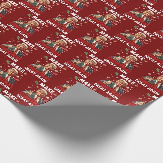 Maak kerst weer geweldig | Grappige Kerstman Trump Cadeaupapier (Hoek)