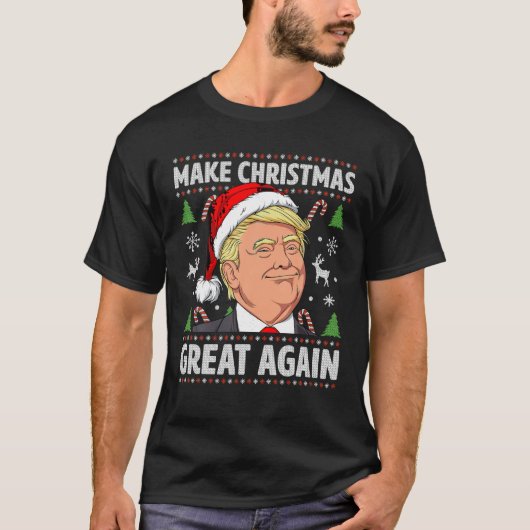 Maak kerst weer geweldig, grappige Trump Oeganda T-shirt (Voorkant)