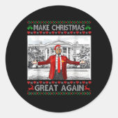 Maak kerst weer geweldig, grappige Trump. Ronde Sticker (Voorkant)