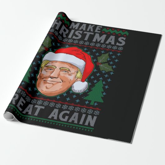 Maak kerst weer geweldig, grappige Trump Ugly-mas Cadeaupapier (Uitgerold)
