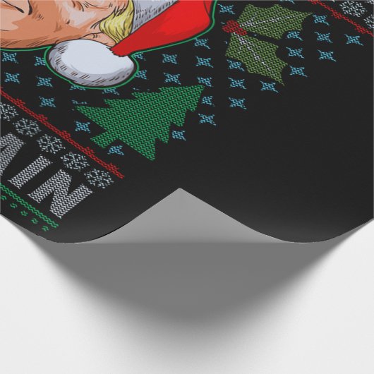 Maak kerst weer geweldig, grappige Trump Ugly-mas Cadeaupapier (Hoek)
