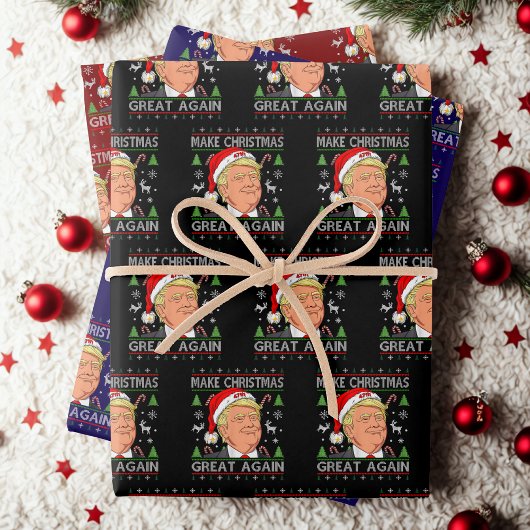 Maak kerst weer geweldig, grappige Trump Ugly-mas Inpakpapier Vel