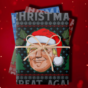 Maak kerst weer geweldig, grappige Trump Ugly-mas Inpakpapier Vel