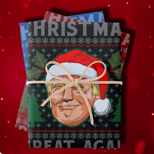 Maak kerst weer geweldig, grappige Trump Ugly-mas Inpakpapier Vel