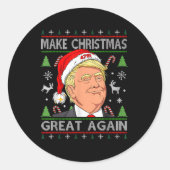 Maak kerst weer geweldig, grappige Trump Ugly-mas Ronde Sticker (Voorkant)