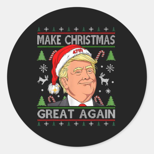 Maak kerst weer geweldig, grappige Trump Ugly-mas Ronde Sticker (Voorkant)