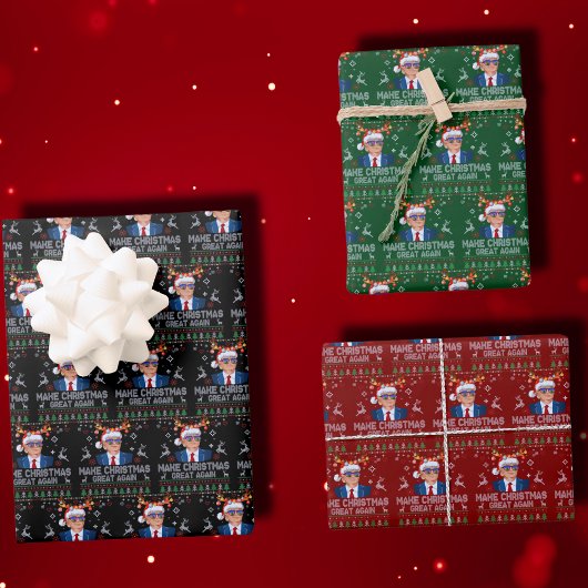 Maak kerst weer geweldig in Ugly Trump Inpakpapier Vel