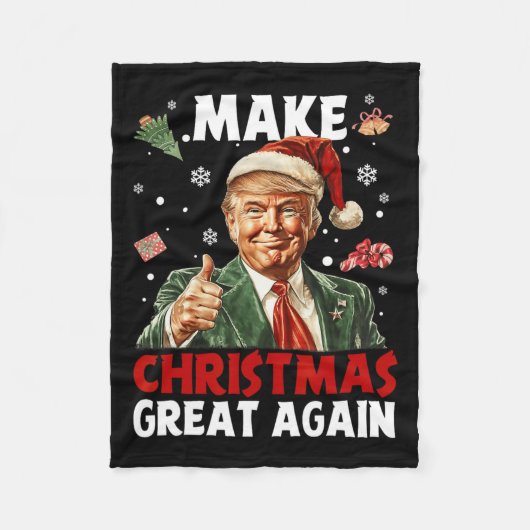 Maak kerst weer geweldig Kerstman Grappig Trump Ke Fleece Deken (Voorkant)