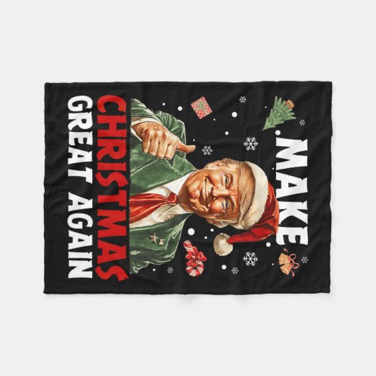 Maak kerst weer geweldig Kerstman Grappig Trump Ke Fleece Deken (Voorkant (Horizontaal))