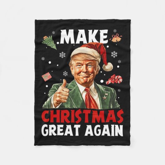 Maak kerst weer geweldig Kerstman Grappig Trump Ke Fleece Deken (Voorkant)