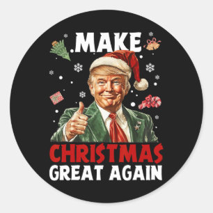 Maak kerst weer geweldig Kerstman Grappig Trump Ke Ronde Sticker