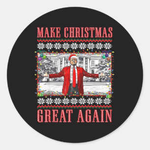 Maak kerst weer geweldig Kerstman Grappig Trump Ke Ronde Sticker