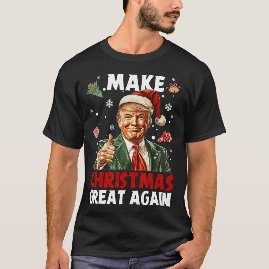 Maak kerst weer geweldig Kerstman Grappig Trump Ke T-shirt (Voorkant)