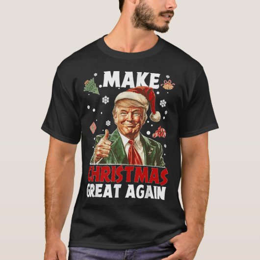 Maak kerst weer geweldig Kerstman Grappig Trump Ke T-shirt (Voorkant)
