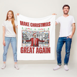 Maak kerst weer geweldig Kerstmis weer grappig pap Fleece Deken