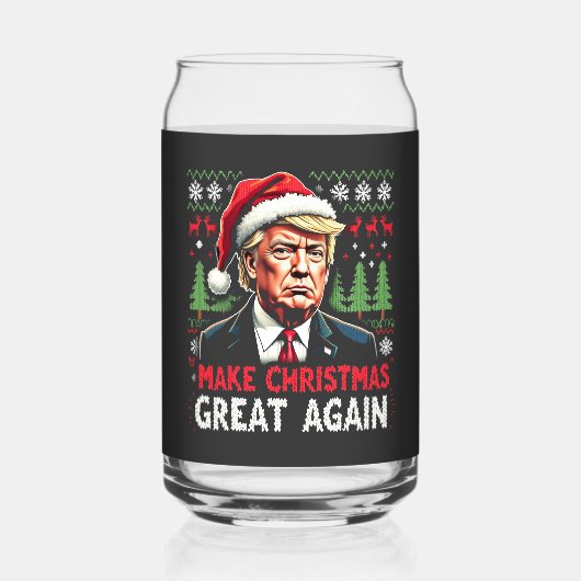 Maak kerst weer geweldig Lelijke kersttrui Trump Blikvorm Glas (Voorkant)
