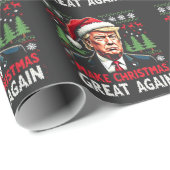 Maak kerst weer geweldig Lelijke kersttrui Trump Cadeaupapier (Rol Hoek)